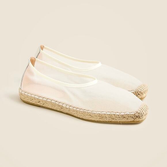 J. Crew NWOB White Mesh Espadrilles Made in Spain Size 8 - Picture 1 of 6